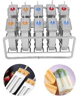 10 Moules à Crème Glacée en Acier Inoxydable avec 100pcs Le Support De Bâton Moules à Glace Ensemble de Congélateur pour Fabricant de Moules à Crème Glacée Bricolage