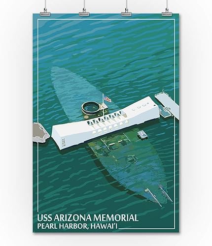 Miniatura 2 de Pearl Harbor Hawaii USS Arizona Memorial 36 x 54 pulgadas póster de viaje para decoración de pared