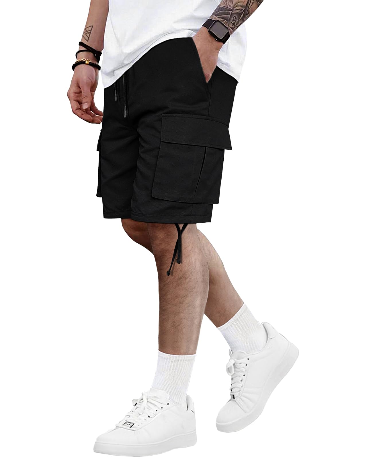 HMIYA Kurze Hosen Herren Cargo Shorts Sommer Freizeithose Baumwolle Cargohose Herren Kurz mit 6 Taschen