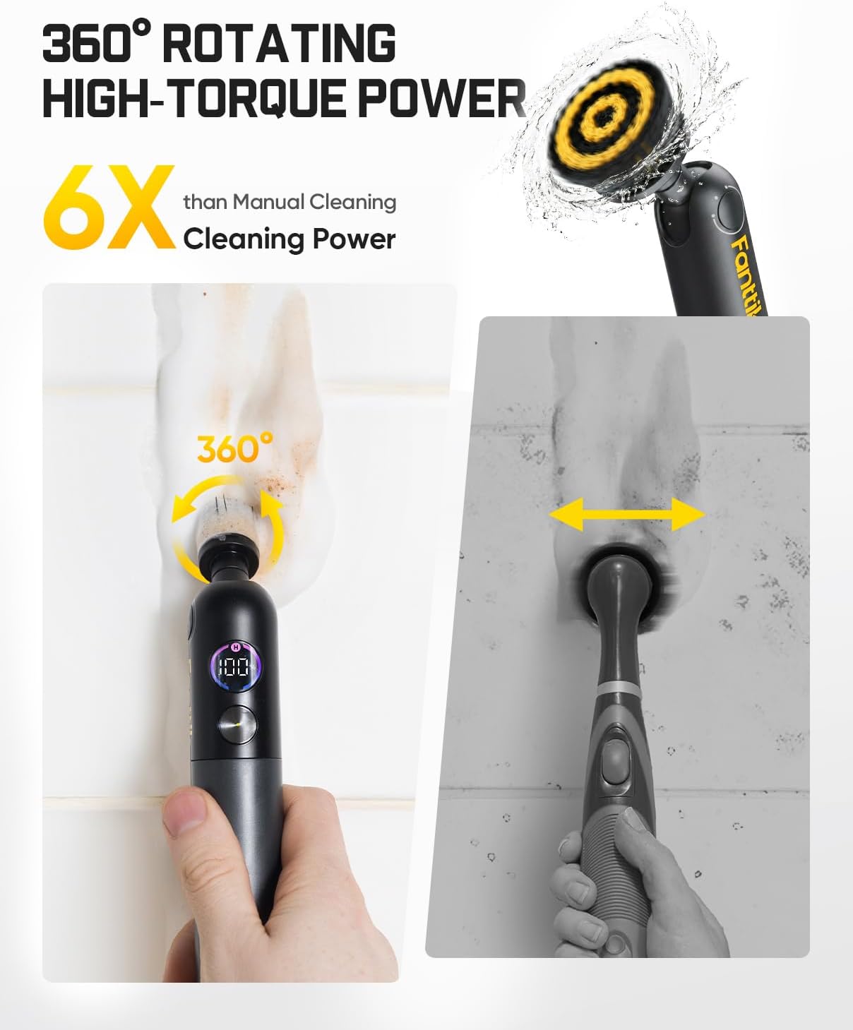 Fanttik F2 PRO Cordless Rotary Tool Kit Strong Magnetic Motor, Revostor Hub & Fanttik Flip G10 Nano HomeCare Cordless Electric Spin Scrubber