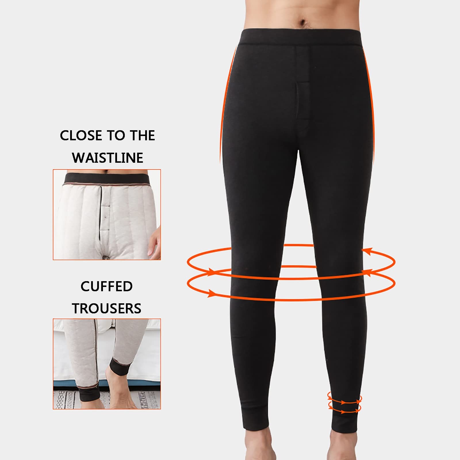 G&F Hombres Pantalones Térmicos para Ropa Interior Tres Capas Calzoncillos Largos Grueso Capa Base Leggings (Color : Black, Size : XL)