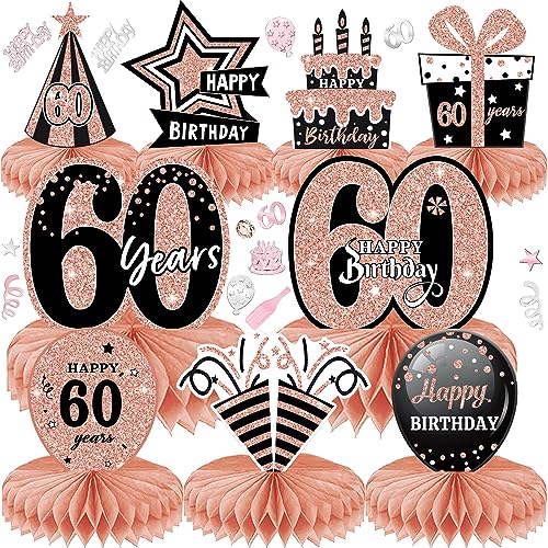 10pz Centrotavolo Compleanno 60 Anni Decorazioni da Tavolo Compleanno Oro Rosa Toppers da Tavolo per Uomini e Donne (60)