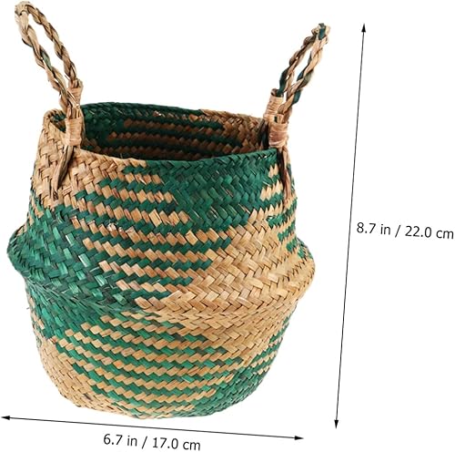 Miniatura 4 de Cabilock Cesta de mimbre para plantas de hierba marina, cesta de almacenamiento de mimbre verde