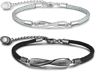 Bracelet Couple Personnalisé avec Gravure Photos Magnétiques Couple Bracelet Cadeau De Saint Valentin Anniversaire Noël