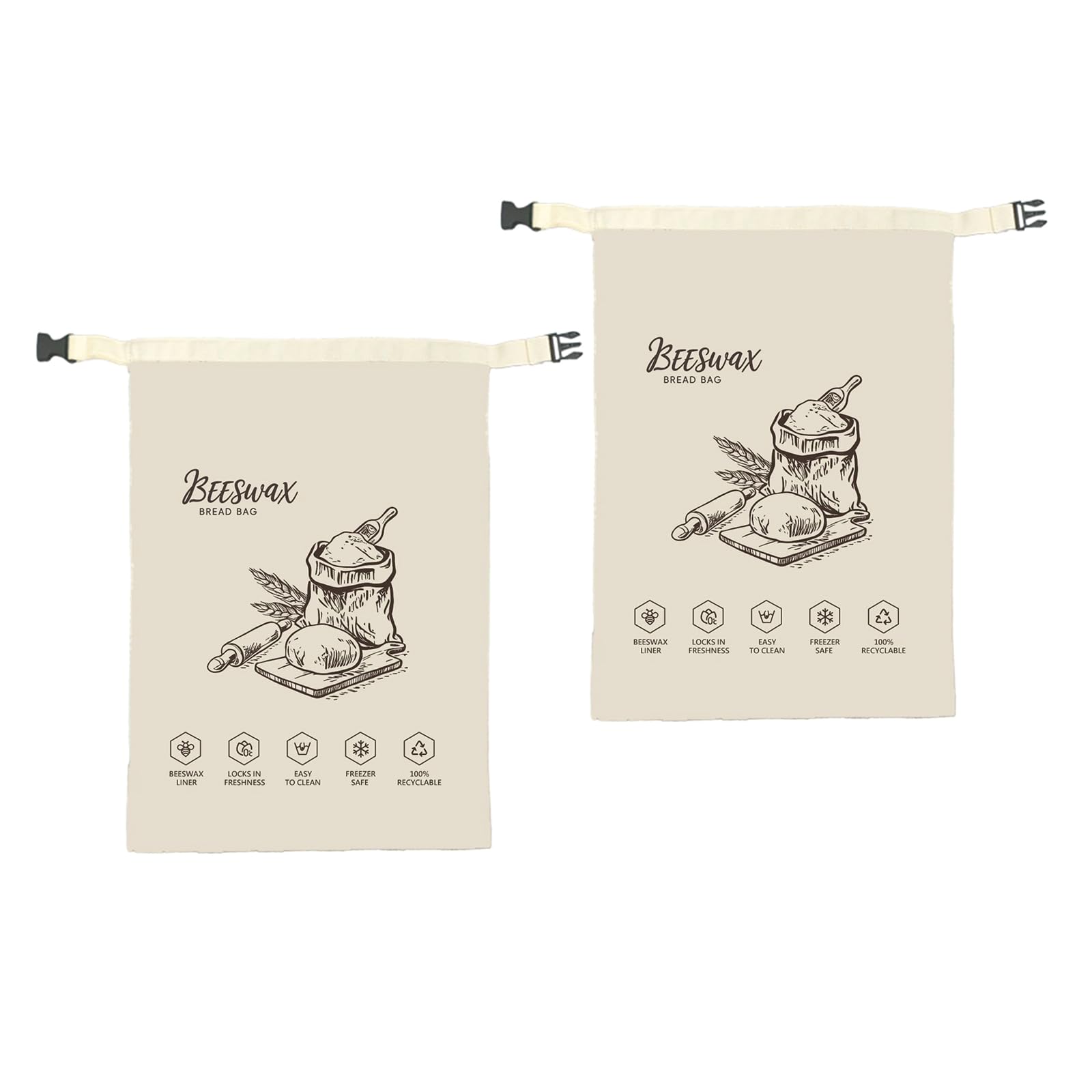 NVOQILIN Beeswaxs Bread Preservation Bag Large Size for Keeping Bread Freshing and Moold Fabric Preservation Bag
