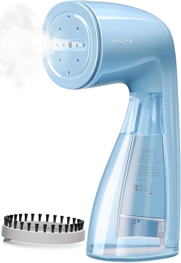 HiLIFE Steamer for Clothes, 1100W Clothes Steamer with Large 300ml Tank, Handheld Clothing Steamer, Fabric Wrinkle Remover, Portable & Compact Travel Size Garment Steamer ONLY FOR 120V (Blue)