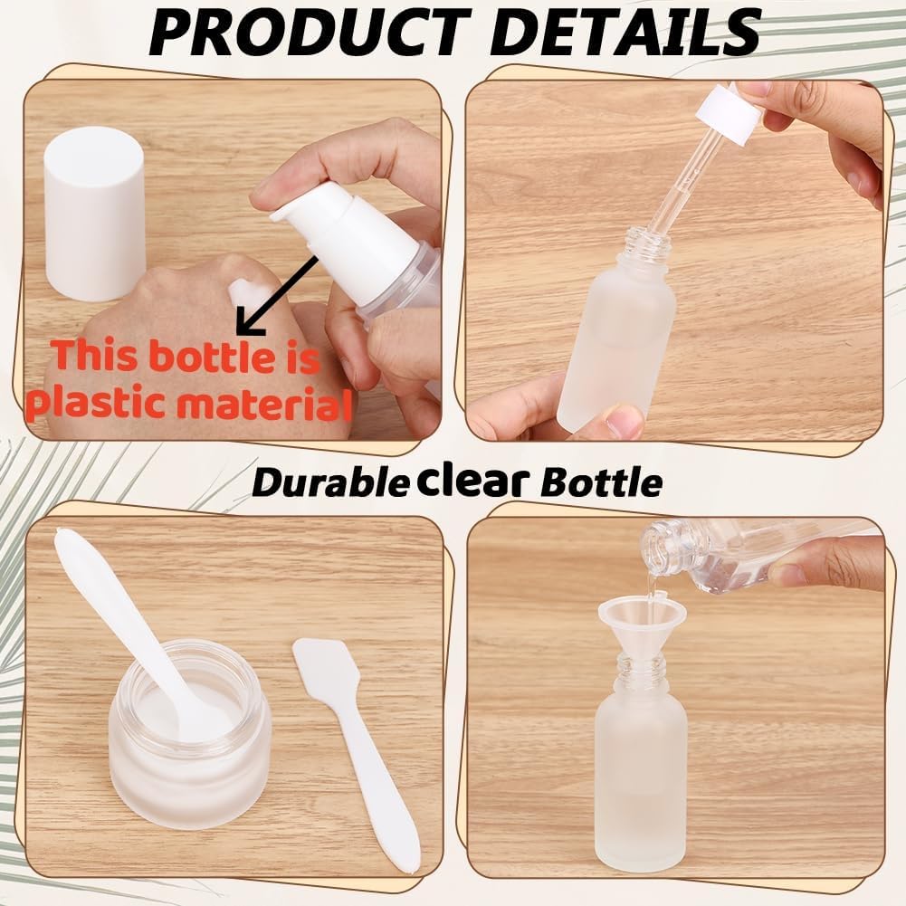 WADORN 15Pcs Travel Skincare Containers Set, Mini Refillable Makeup Containers with Bag Empty Leak Proof Travel Bottles Kits for Woman Man Serums Moisturizers Lotion Toners Cream Storage
