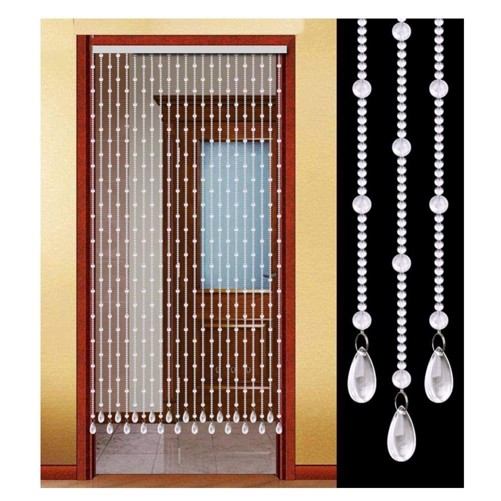 Rideau perlé blanc cristal pour séparer la salle de bains sans porte
