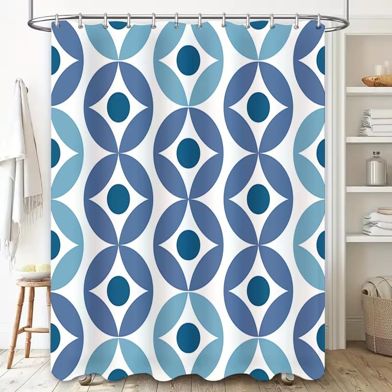 Rideau de douche 200x200 lavable en machine : textile imperméable bleu - 2