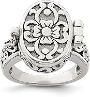 Vista 1 de Anillo de medallón antiguo de plata de ley maciza