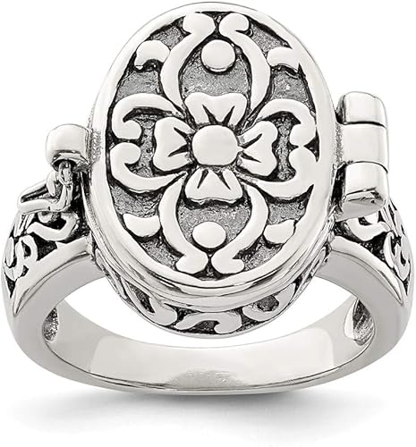 Anillo de medallón antiguo de plata de ley maciza