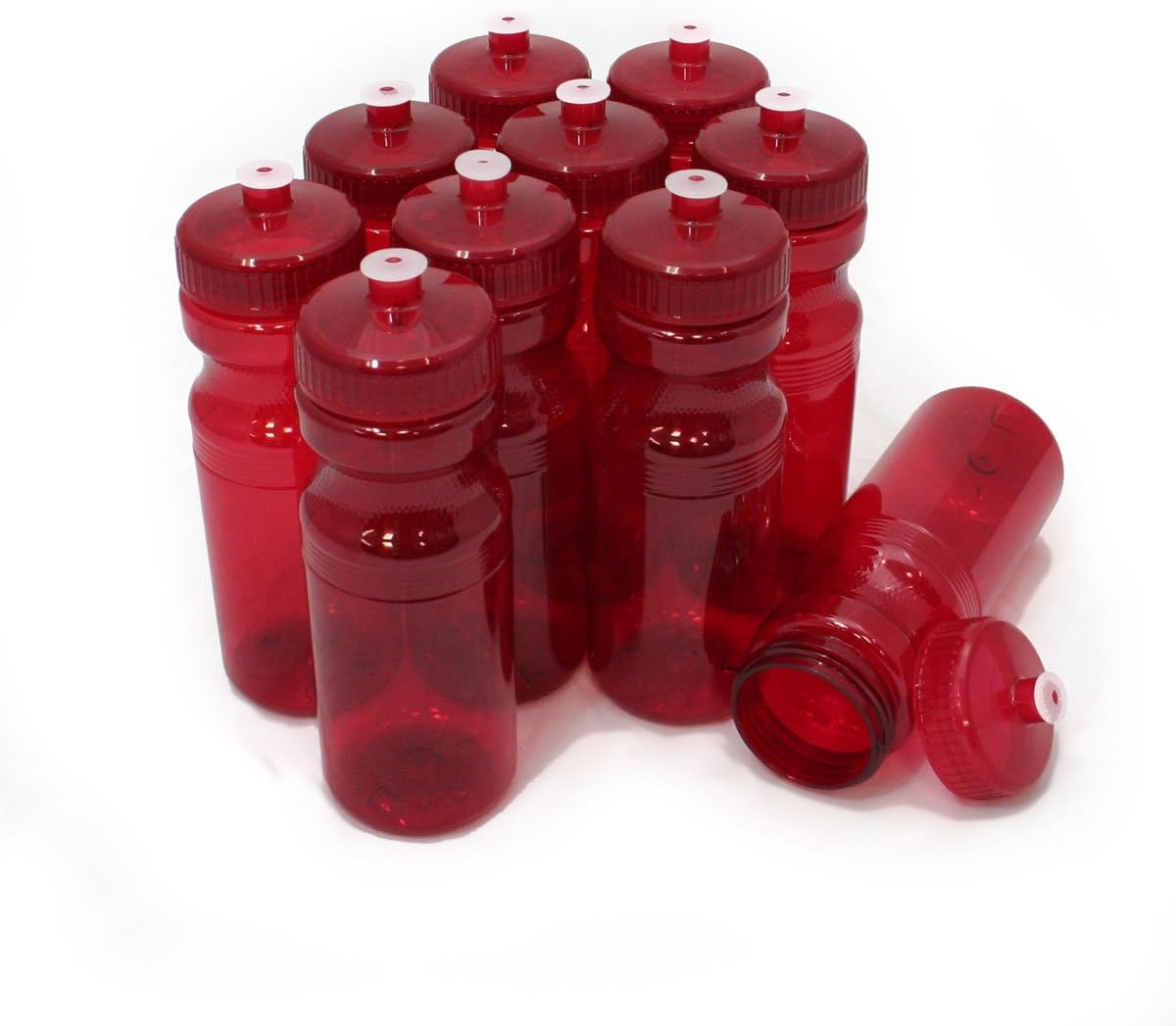 Rolling Sands 24 Ounce BPA-Free Plastic Water Bottles, Set of 10, Made in USA
