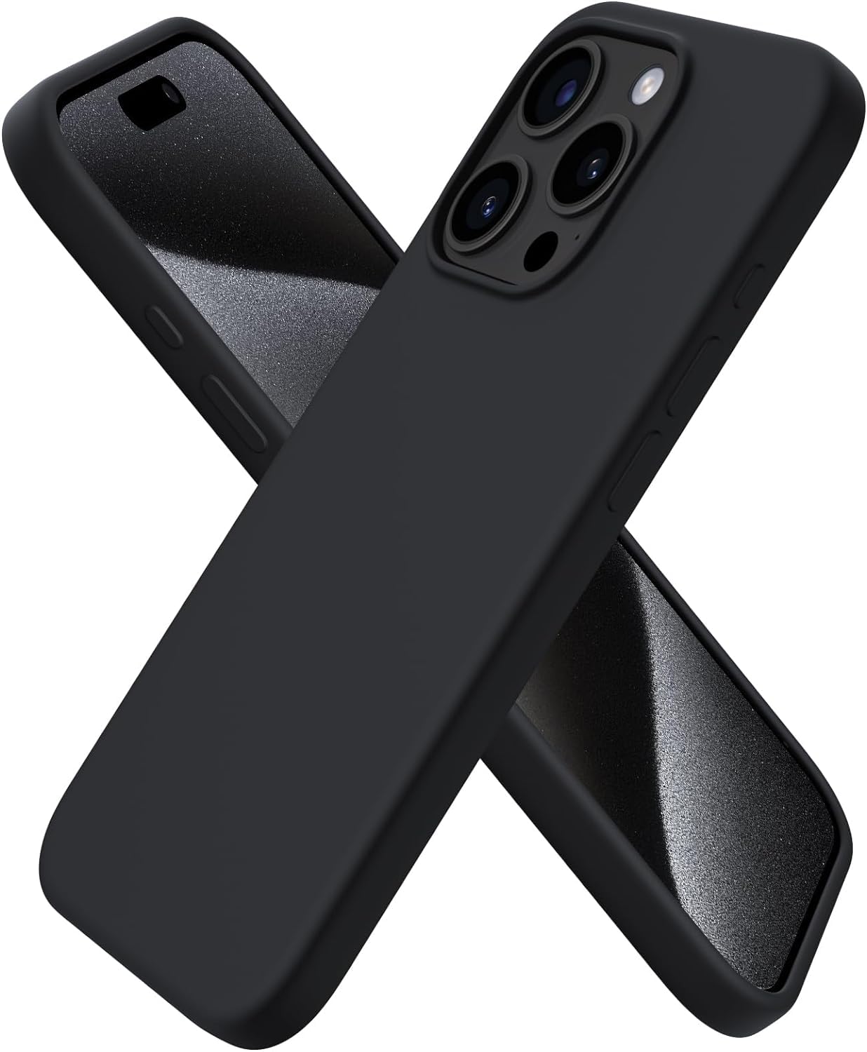 Case for iPhone 15 Pro Black Slim Fit Soft Back TPU Cover Flexible Silicone Cover Matte for iPhone 15 Pro by Emodil ® (Black)