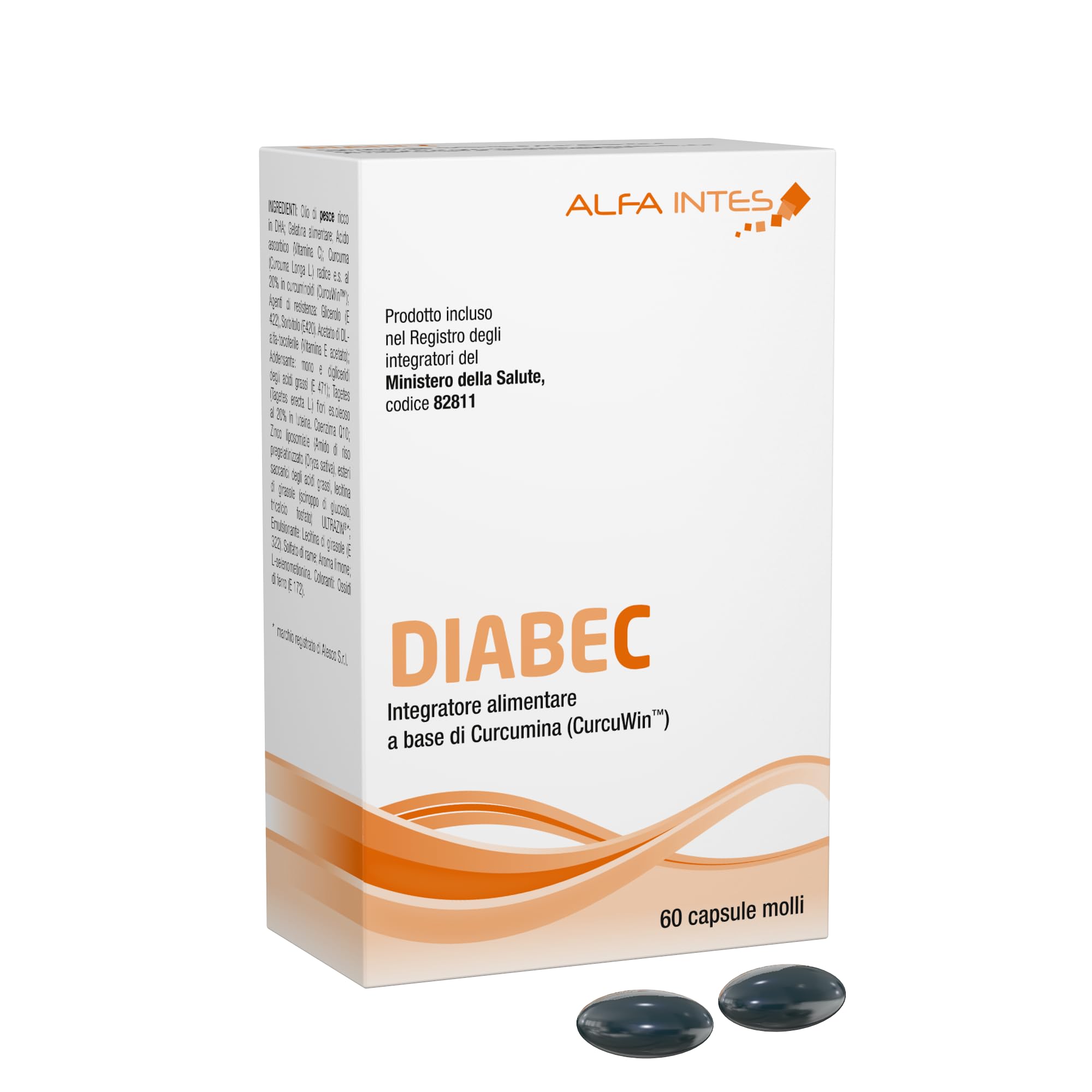 Diabec 60 capsule – Integratore alimentare a base di Curcumina ad Alta Biodisponibilità, Olio di pesce, Vitamine e Coenzima Q10 | Potente Antiossidante per la Salute degli Occhi
