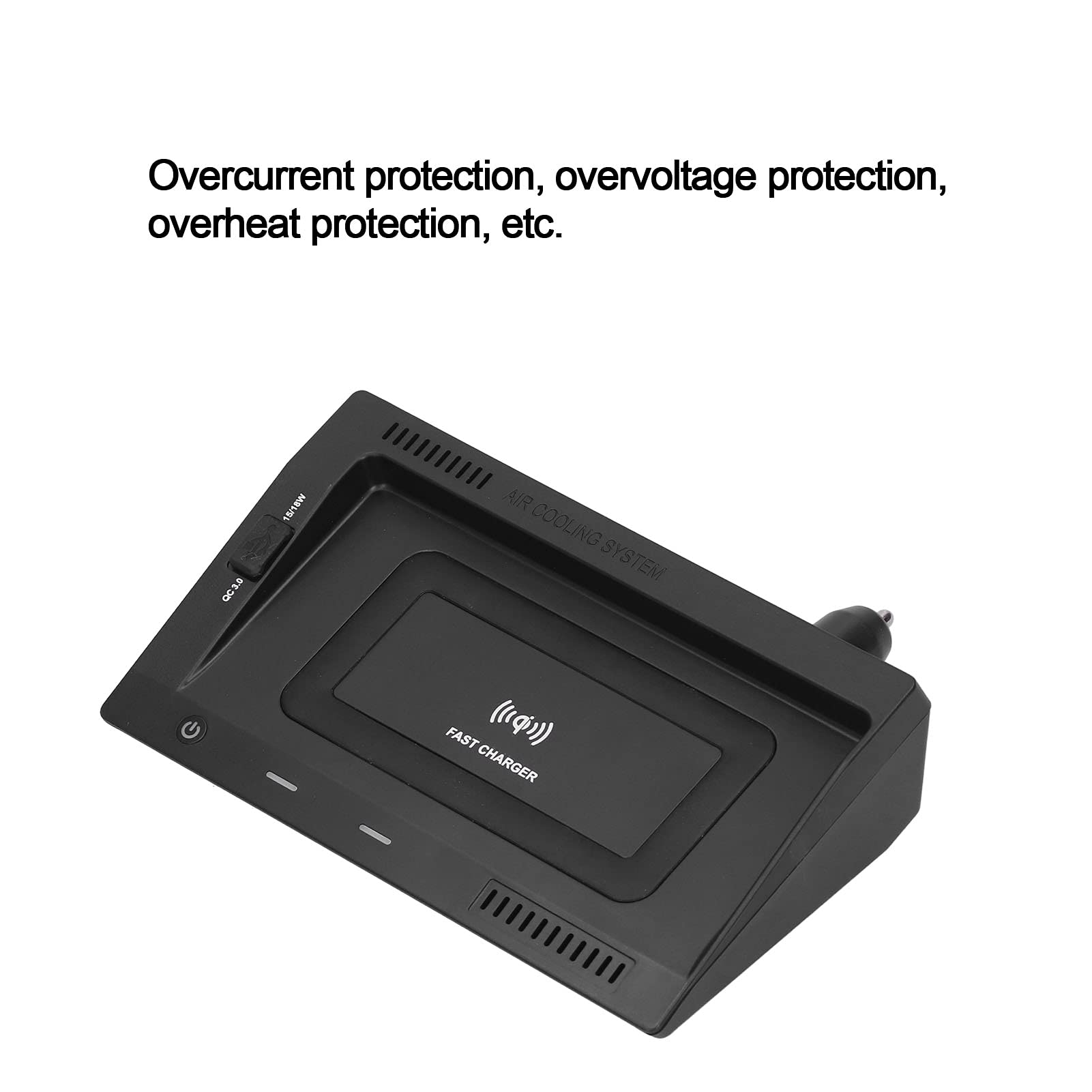 Bezprzewodowa ładowarka samochodowa 15 W i uchwyt na telefon komórkowy z portem USB QC3.0 18 W, podstawka do szybkiego ładowania Qi do pojazdów, automatyczna ochrona akumulatora,