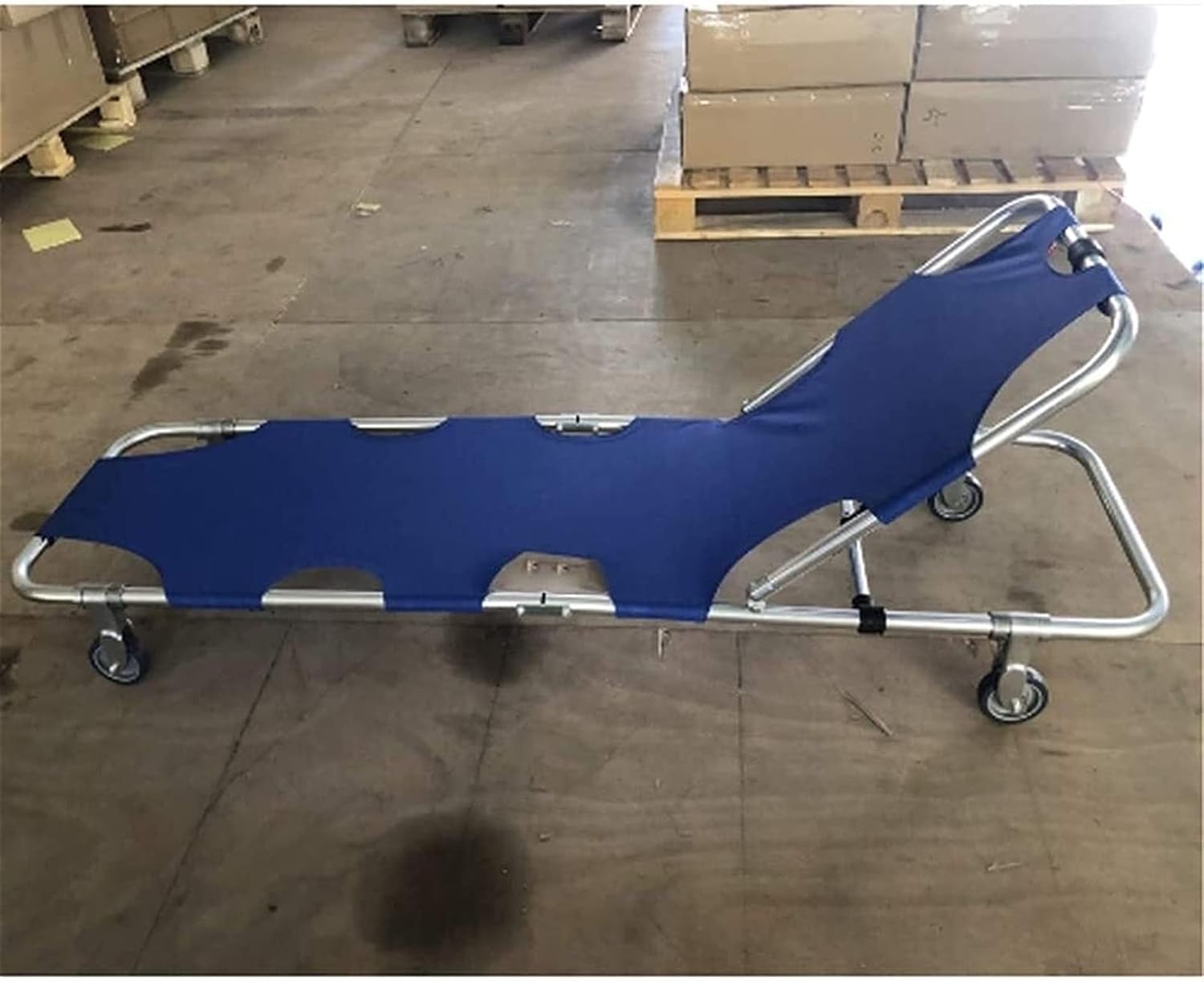 XJZM Aluminium Medical Stretcher Four Wheels,Stretcher Foldable Rescue Stretcher Lightweight Folding Patient First Aid Rescue,Can Bear 200kg,Blue : Industrial & Scientific