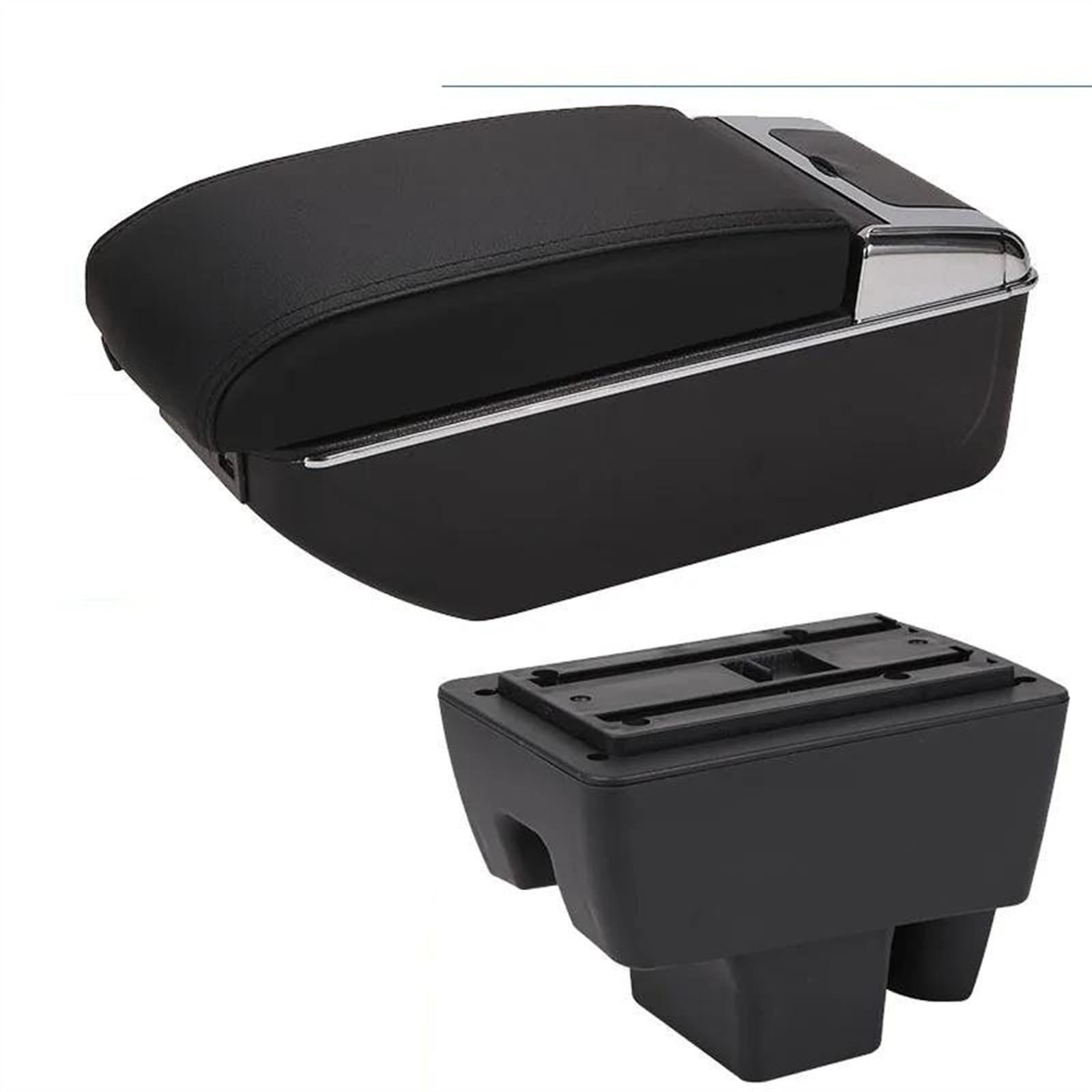 NOHEEU Center Console Armrest Storage Box Car Interior Parts Modification Accessories For Polo 2020 2021(B2 Black black 7USB)