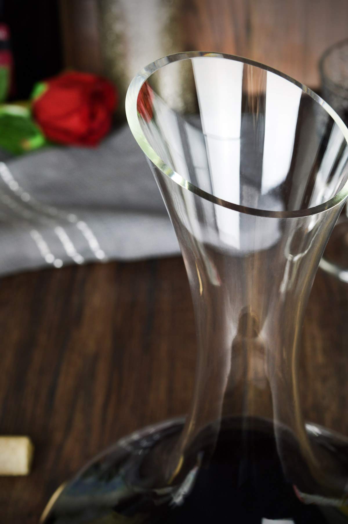 Sendez Caraffa In Vetro Con Tappo In Legno | Set Da 270ml E 470ml | Decanter Per Vino | Lavabile In Lavastoviglie | Confezione Regalo