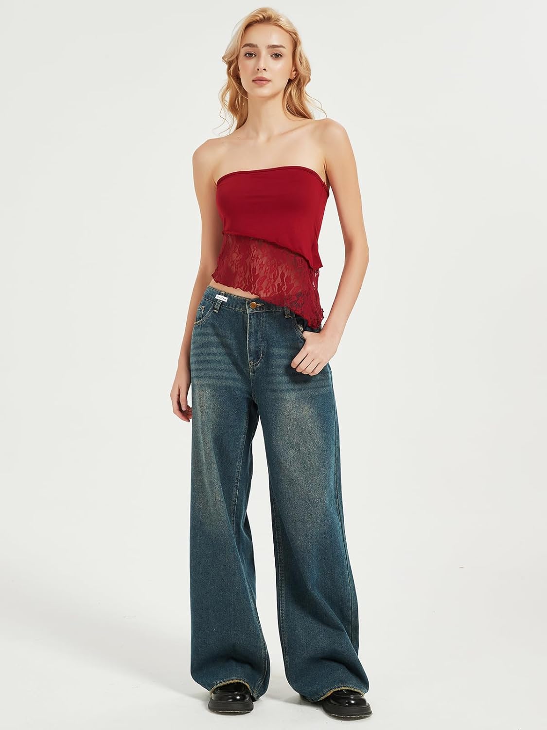 High Waist Baggy Jeans for Women Y2K Wide Leg Jeans Loose Vintage Boyfriend Denim Pants Blue - Image 6