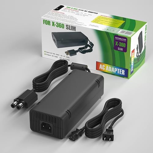 Puning Power Supply Replacement for Xbox 360 Slim Power Supply,Upgraded AC Adapter Power Supply[Advanced Quiet Edition] with Cooling Fan Compatible with Xbox 360 Slim Console(Black)