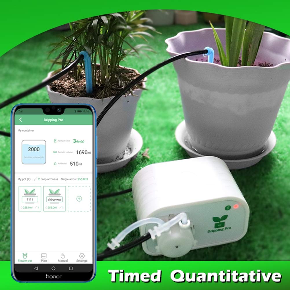 Kit automatico irrigazione a goccia, sistema di irrigazione fai da te, controllo Bluetooth Pompa acqua intelligente adatta per 8 piante in vaso,EUPlug