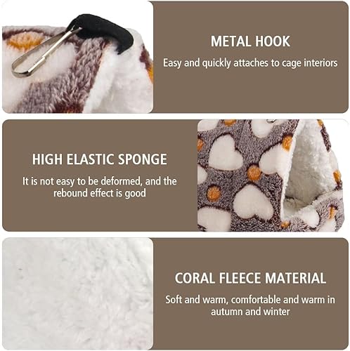 Miniatura 3 de MiOYOOW Cama de invierno cálida para hámster, hamaca colgante de loro para el hogar, cama suave para mascotas pequeña con diseño de gancho para