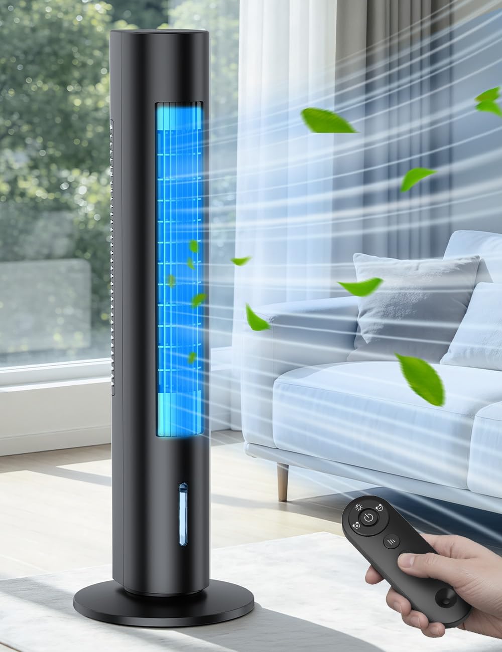 fancole Windowless Portable Air Conditioners, 35" Evaporative Air Cooler w/3 Speeds&3 Modes, 25ft Remote&Smart Timer, 120°Oscillating Portable AC Unit, Swamp Cooler Air Conditioner for Bedroom Indoor