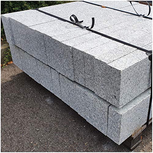 AUPROTEC Granit Bordstein Naturstein massiv 8 x 20 x 100 cm Leistenstein grau DIN EN 1343
