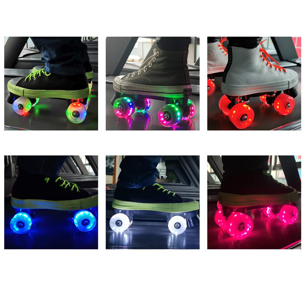 8 Paquet Roues pour Patins à roulettes Lumineuse avec Roulements ABEC-9 Installés 32mm x 58mm Roues de Patin à roulettes Quad pour Le Patinage à Double Rangée (Blanc)