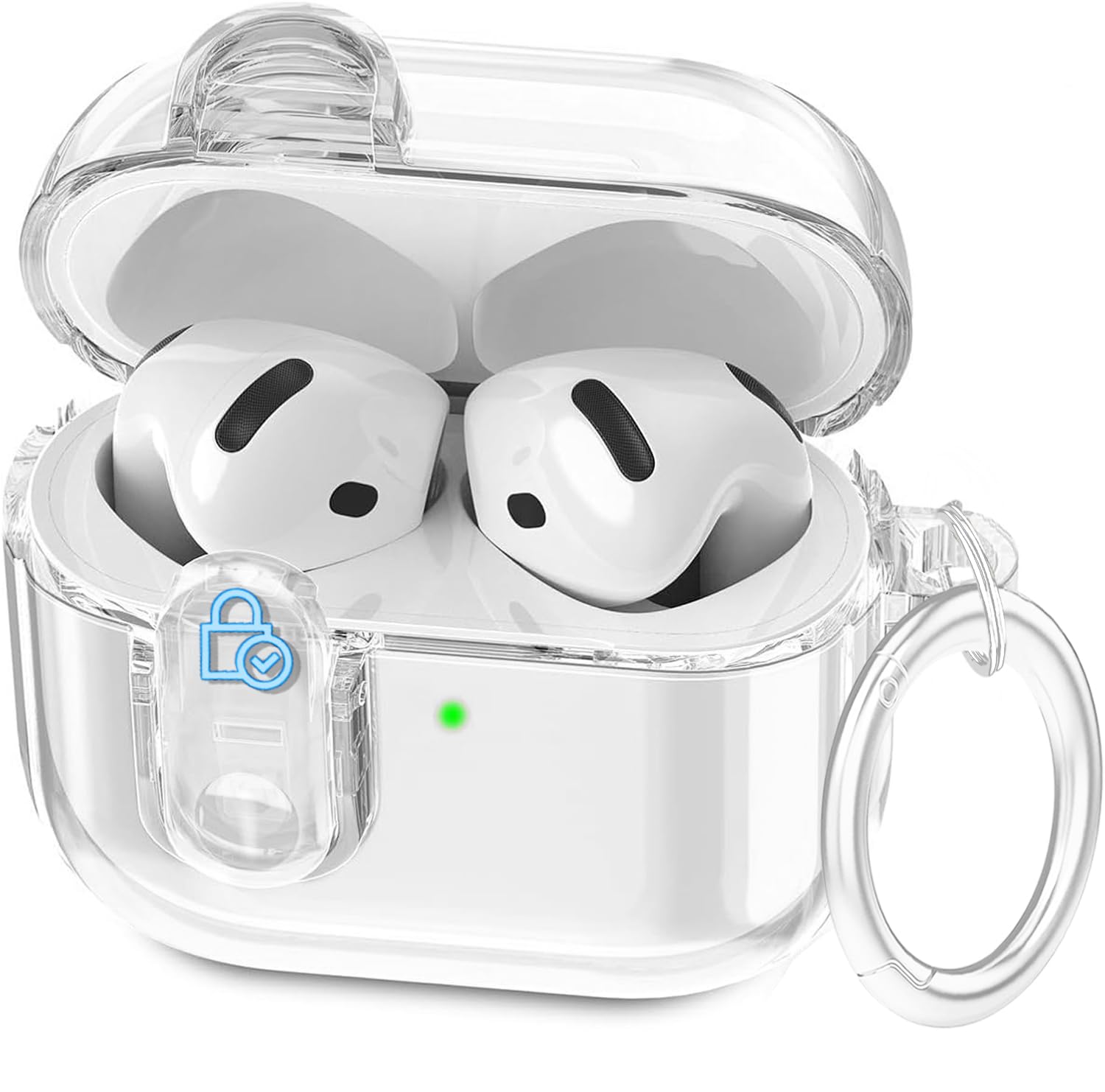 Photo 1 of (with Safety Lock) Clear Case Compatible with Apple AirPods 4 Cases 2024 Women, VOTILE Soft TPU Transparency Air pods 4 Gen Cases iPods 4 Earbuds Case Girl Keychain for Airpod iPod 4th Gen