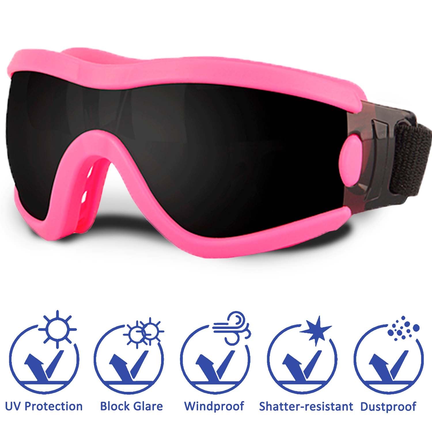 Medium Dog Sunglasses with Adjustable Strap UV Protection, Winproof Puppy Sunglasses - Image 2