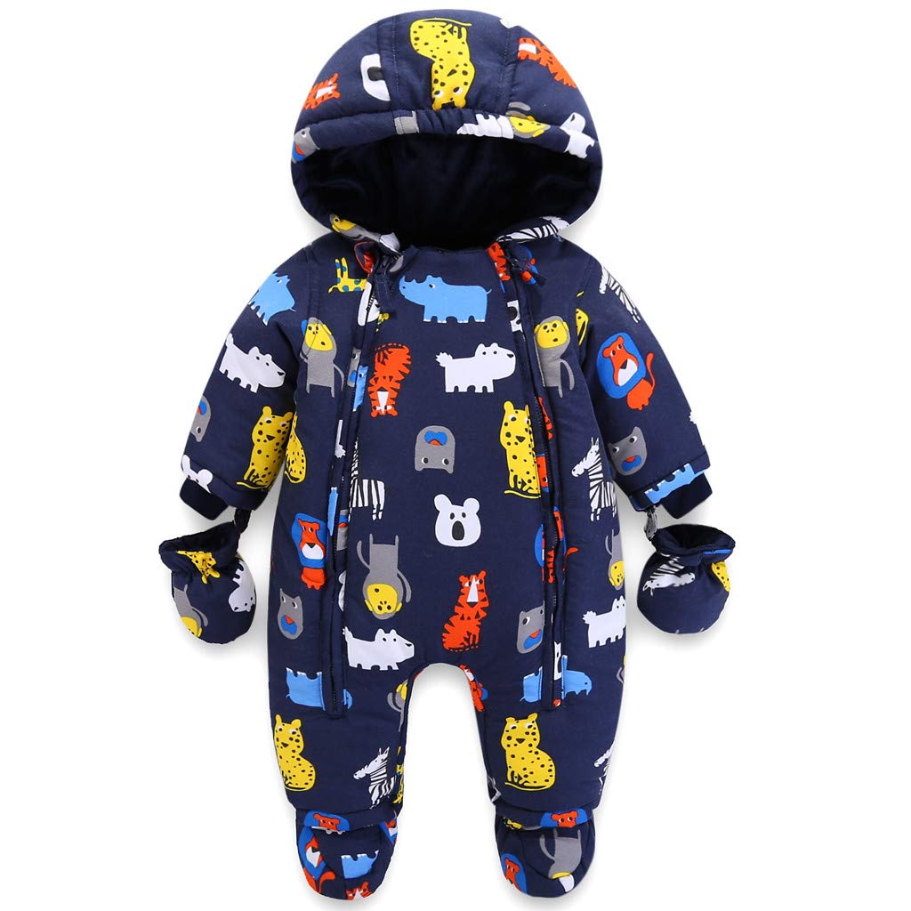 JiBaby Winter Overall Für Babys 3-18 Monate - Warme Strampler Mit Kapuze