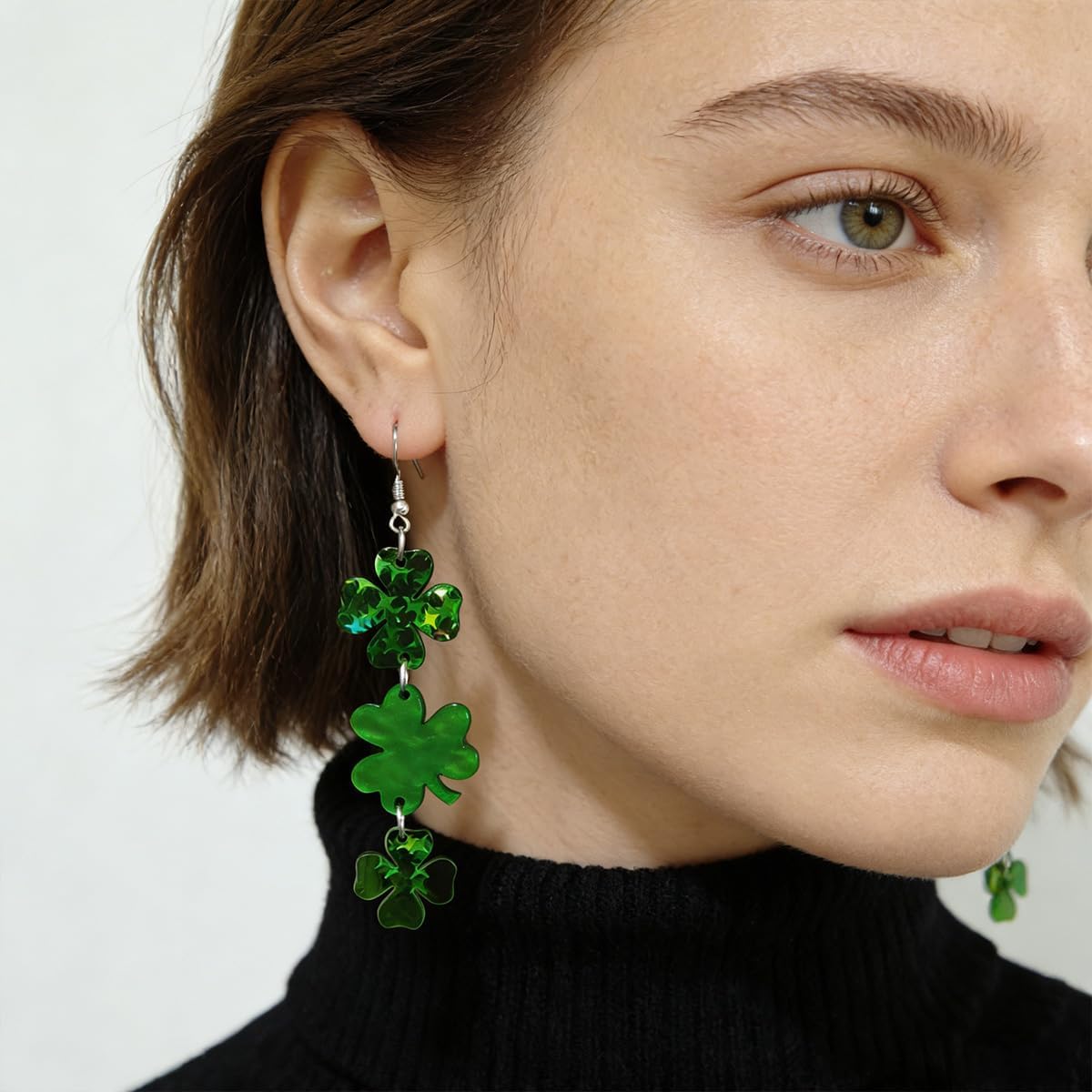 St Patrick’s Day Shamrock Earrings for Women Green Clover Acrylic Drop Dangle Earrings St Patrick’s Day Festival Jewelry Accessories - Image 2