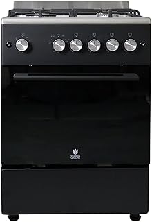 Gasline SHGG6060FGWB Gasstandherd Gaskochfeld WOK Brenner, Gasbackofen mit Thermostat Grill Timer 60 cm Edelstahl/Schwarz Erdgas LPG