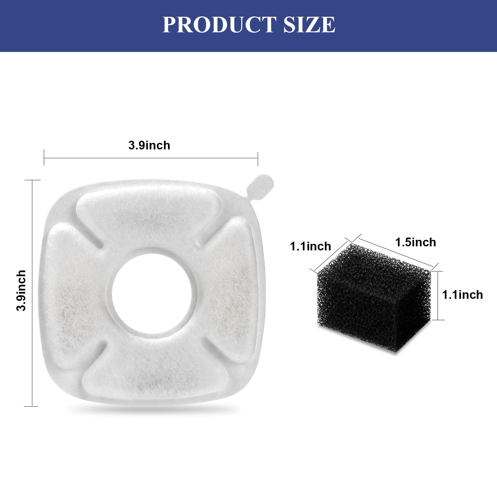 Paquete de 8 filtros de fuente para gatos y 8 esponjas de prefiltro de repuesto compatibles con filtros de fuente de agua para gatos de 2,8 L
