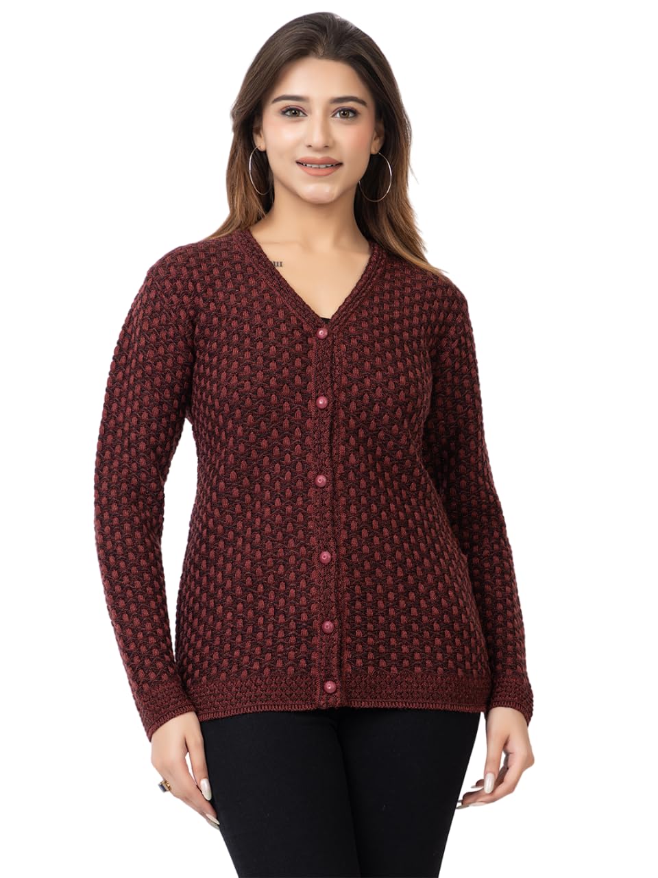 twenty me Winter Wear/Casual Wear/Outdoor Wear/Acrylic Blend/V Neck/Embroidered/Full Sleeve Women's Cardigans (2388)-picture-13