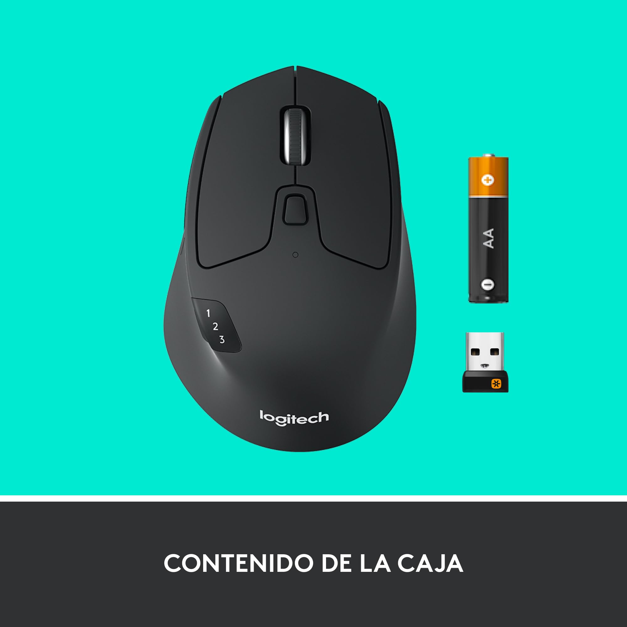 Logitech M720 Triathlon Ratón Inalámbrico, Multi-Dispositivo, 2,4 GHz o Bluetooth Receptor Unifying, 1000 dpi, 8 Botones, Batería 24 Meses, Portátil/PC/Mac/iPad OS - Negro