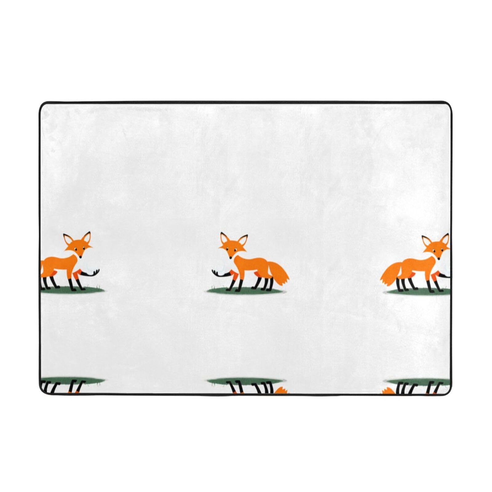 Little Fox - Alfombra con estampado de huevos robando huevos de 80 x 58 pulgadas, alfombra de área para sala de estar, oficina, mesa de café, cama, balcón, suave, esponjosa, absorbente de agua