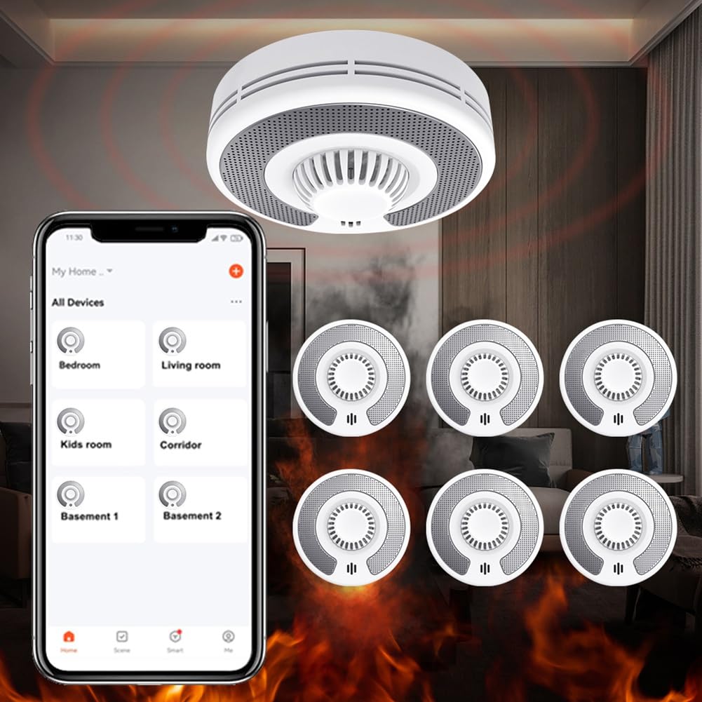 WiFi Smart Hitzemelder mit Tuya App-Steuerung, WiFi Wärmealarm mit versiegelter 10-Jahres-Li-, BS 5446-2, VH03W