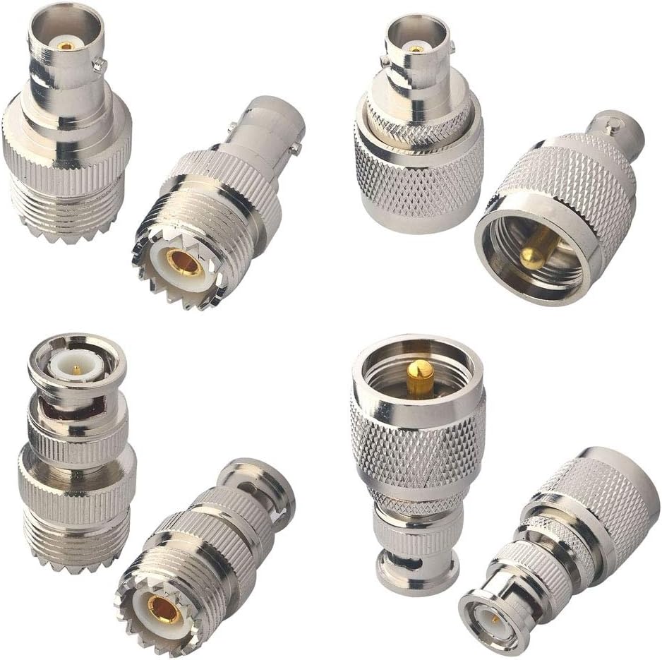 BNC to UHF 4 Type 8 PCS RF Connector Kit Coaxial BNC Male Female to UHF Male Female RF BNC UHF Radios Adapter Kit for Antennas Wireless LAN Devices Coaxial Cable Wi-Fi Radios External Antenna…