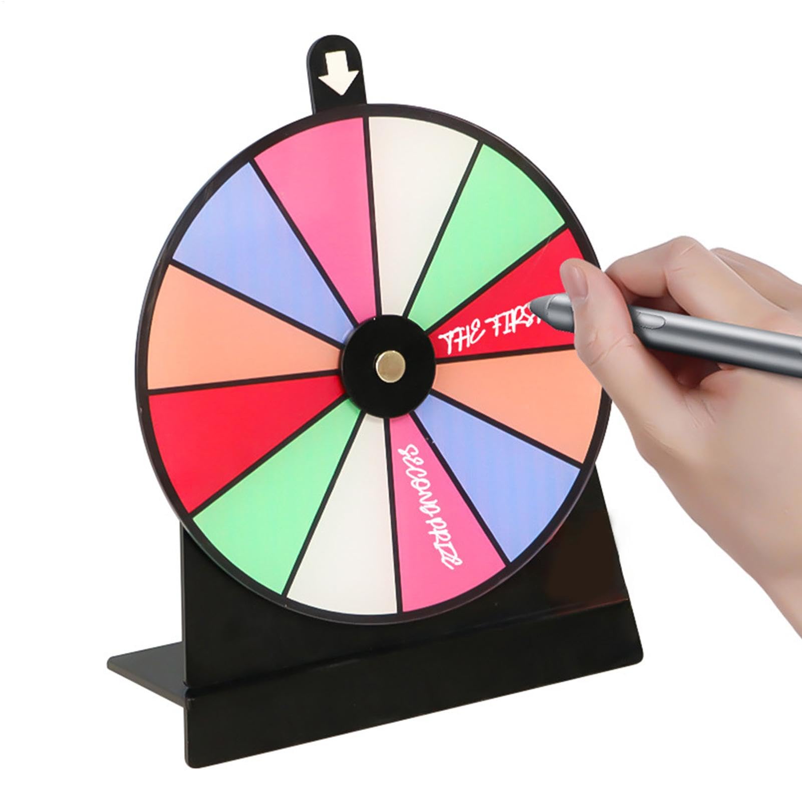 Spin the Wheel - Non-slip Wheel of Fortune Game Spinner with Stand,Erasable Acrylic Board, Roulette Wheel, 12 Slots Tabletop Prize Wheel for Trade Show Pub Carnival