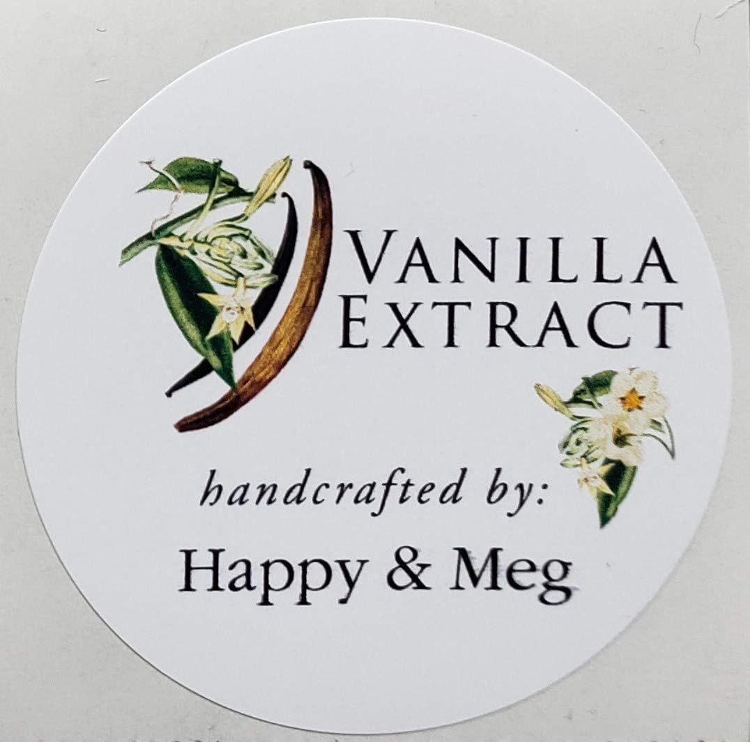 PERSONALIZED Vanilla Extract Labels (Botanical), 2" Round Circles - 12 or 18 PER PKG (18)