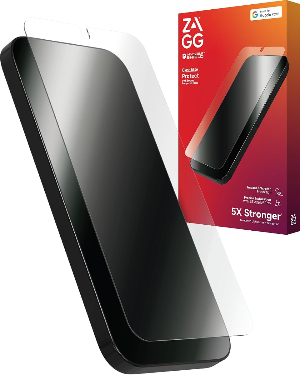 ZAGG Glass Elite Google Pixel 9 Pro XL Screen Protector – Ultra-Strong Tempered Glass with Recycled Content, Fingerprint Resistant, Easy Installation