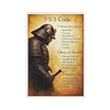 Samurai Code 7-5-3 Wall Art Poster Print Asian Warrior Bushido Virtues Health Mind Canvas for Home Office Decor-12x18inch(30x45cm)-Unframe-style