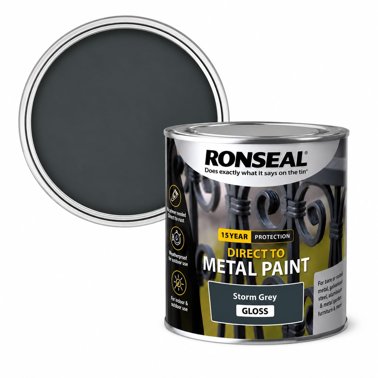 AXpower Inspirational Technology Empowering People Direct to Metal Gloss Paint 250ml Grey | Covers up to 3m² per Coat | Rust Protection Paint for Interior & Exterior Metal Surfaces