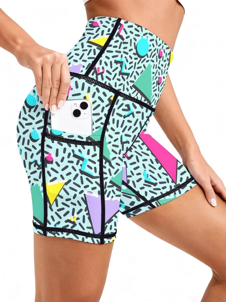 High Waisted Biker Shorts for Women Tummy Control Athletic Running Sports Workout Yoga Shorts with Pockets