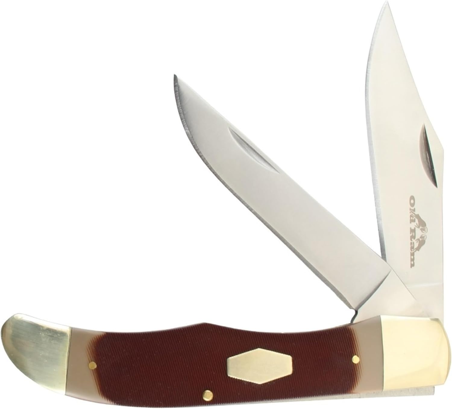 Traditional Pocket Knife Stainless Steel Clip Point Blade, Sawcut Handle, Hunting, Whittling, Camping, EDC, and Outdoors. (Brown 5354)