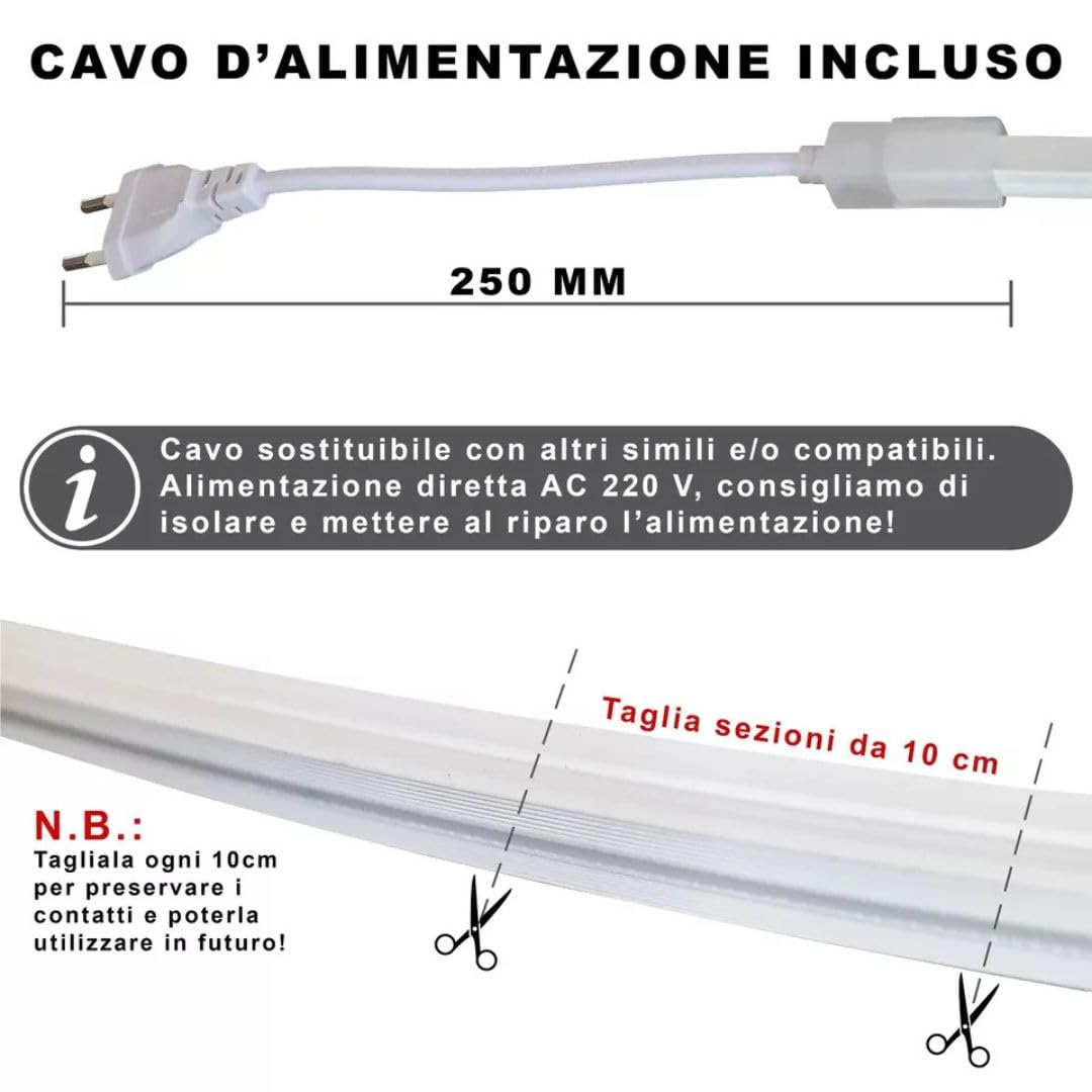 MAKA Striscia Led Cob, Striscia LED 220V Alta Luminosità, 120 Luci al Metro - Ip65 Impermeabile - 9W/m, Luce Effetto Neon Diverse Misure e Colori Decorazione (Blu, 20 metri)