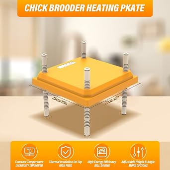 Chick Brooder 10x10in Chicken Brooder Heat Plate, Chicks Brooder Adjustable Chic Brooder Heating Plate, Chicks Heater Brooder Heat Lamp For Chicks Baby Chicken Duckling Up To 15 Chicks (Colourful)