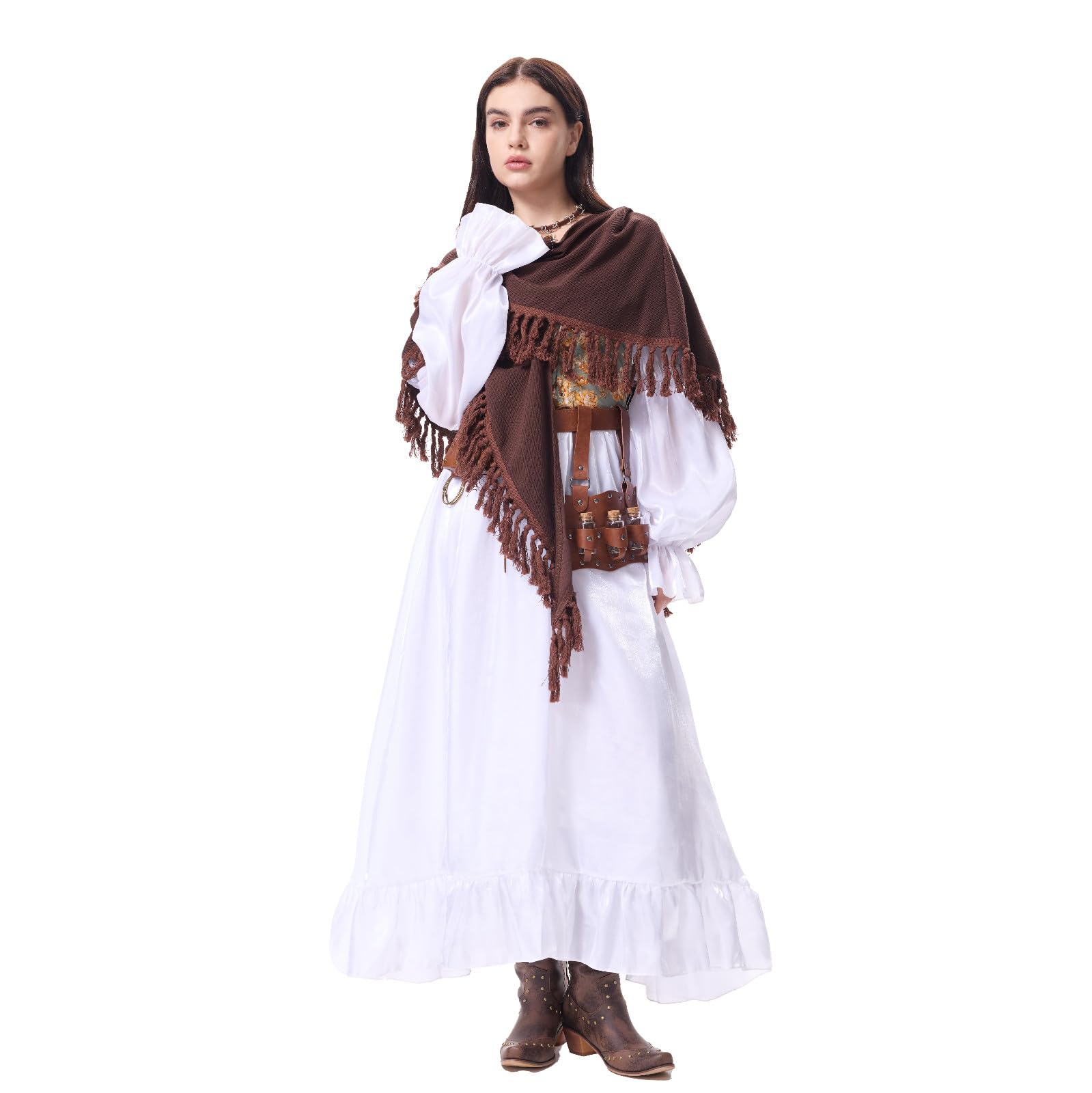 Ansenesna Halloween Kostüm Damen Piratenkostüm Damen Komplett Set | Mittelalter Kleidung Mieder Gothic Kleid Vintage Korsett Kleid Elegant Langarm mit Umhang Renaissance Faschingskostüme